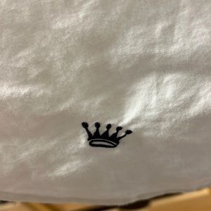 White Pajama Set with Crown Embroidery